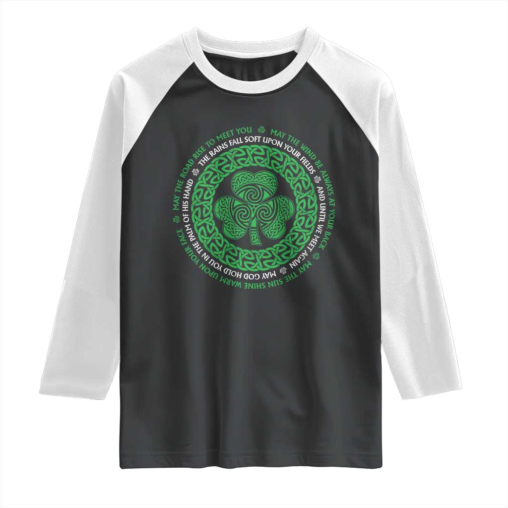 Irish Blessing May The Road Rise To Meet You Raglan Shirt Celtic Knot Shamrock