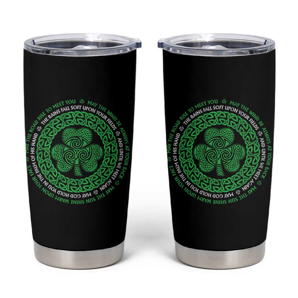Irish Blessing May The Road Rise To Meet You Tumbler Cup Celtic Knot Shamrock