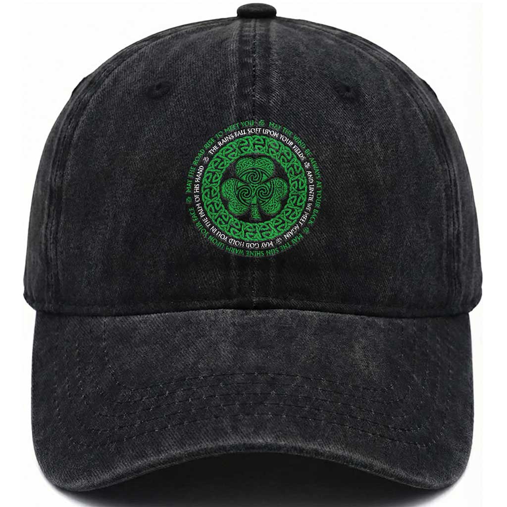 Irish Blessing May The Road Rise To Meet You Washed Cotton Baseball Cap Celtic Knot Shamrock