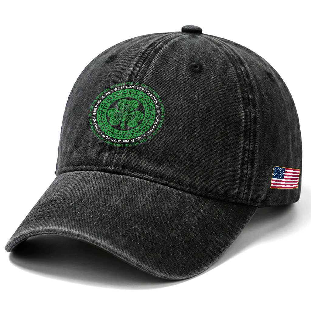 Irish Blessing May The Road Rise To Meet You Washed Cotton Baseball Cap Celtic Knot Shamrock