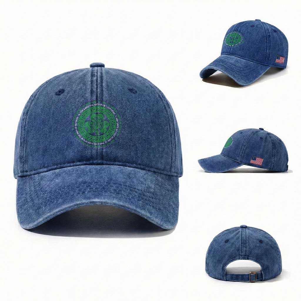 Irish Blessing May The Road Rise To Meet You Washed Cotton Baseball Cap Celtic Knot Shamrock