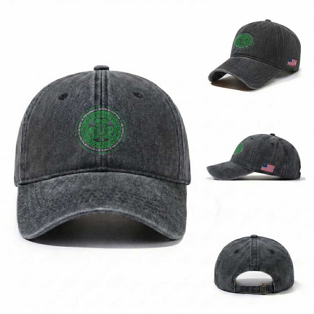 Irish Blessing May The Road Rise To Meet You Washed Cotton Baseball Cap Celtic Knot Shamrock