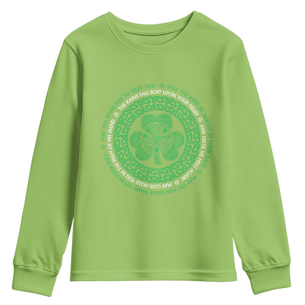 Irish Blessing May The Road Rise To Meet You Youth Sweatshirt Celtic Knot Shamrock