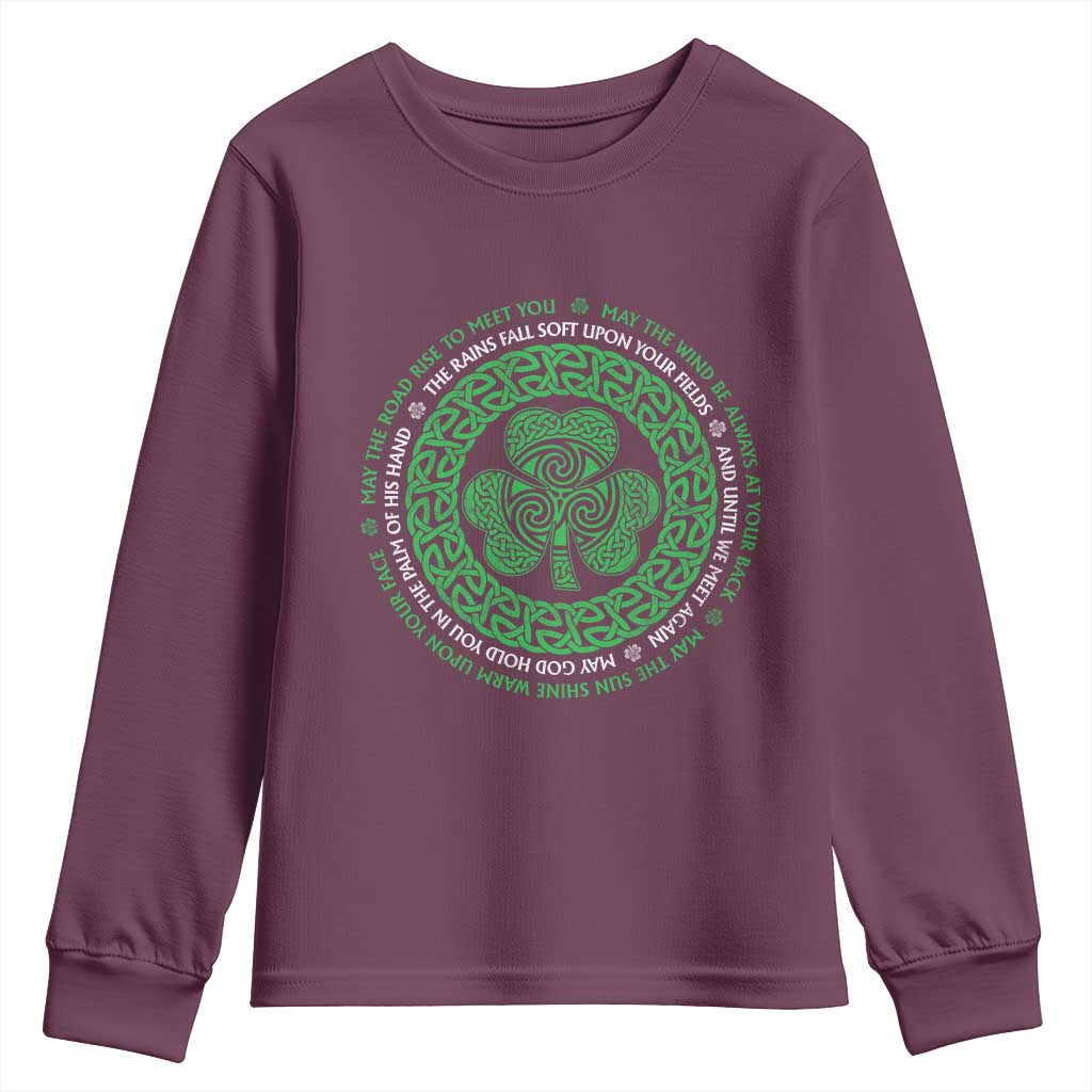 Irish Blessing May The Road Rise To Meet You Youth Sweatshirt Celtic Knot Shamrock