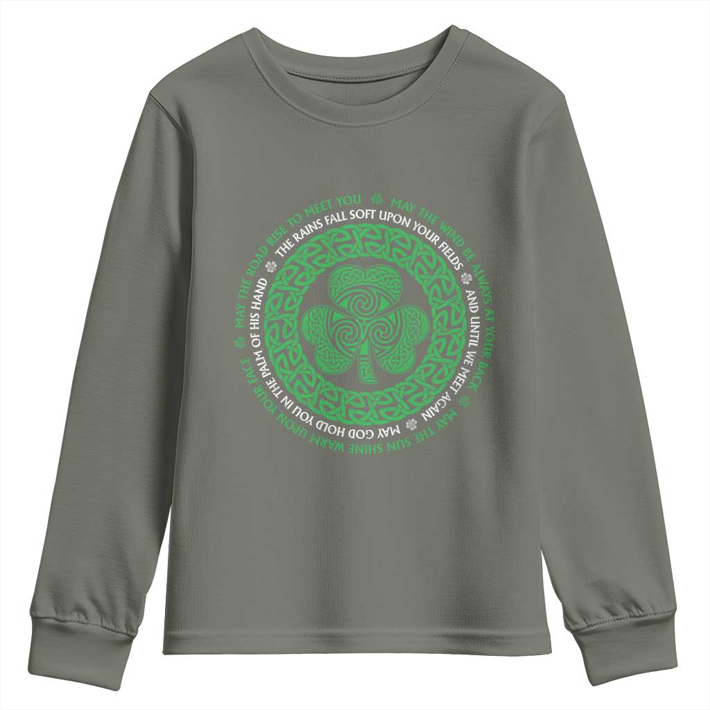 Irish Blessing May The Road Rise To Meet You Youth Sweatshirt Celtic Knot Shamrock