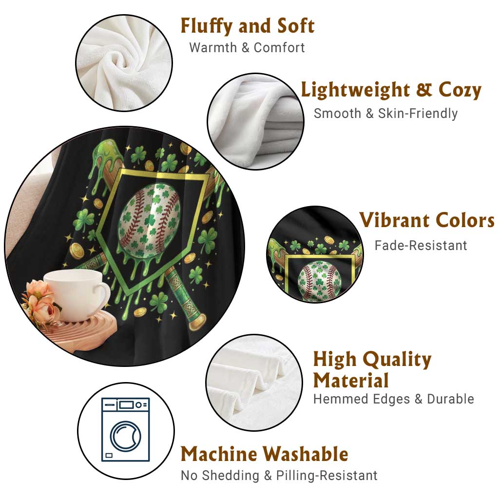 St Patricks Day Baseball Ice Cream Drip Home Plate Throw Blanket