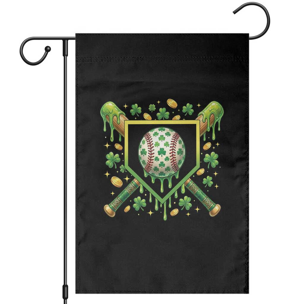 St Patricks Day Baseball Ice Cream Drip Home Plate Garden Flag