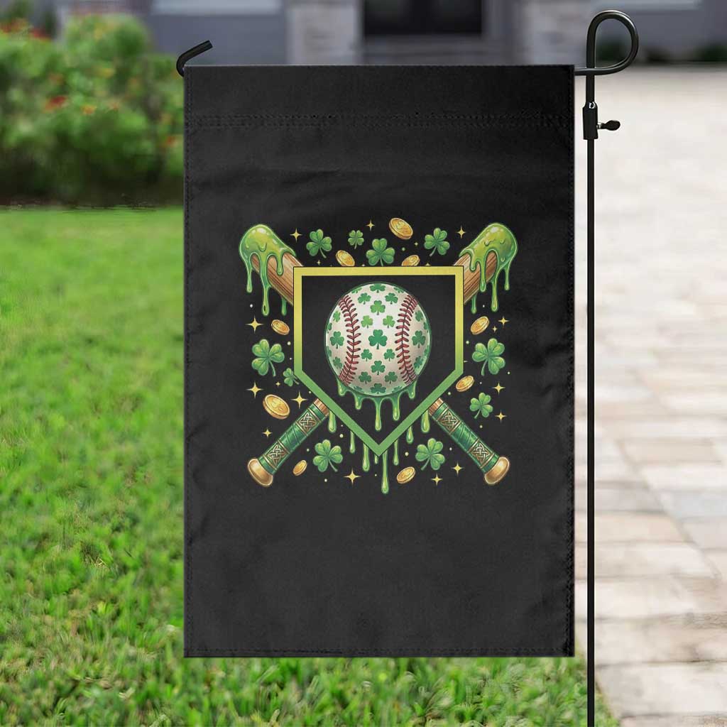 St Patricks Day Baseball Ice Cream Drip Home Plate Garden Flag