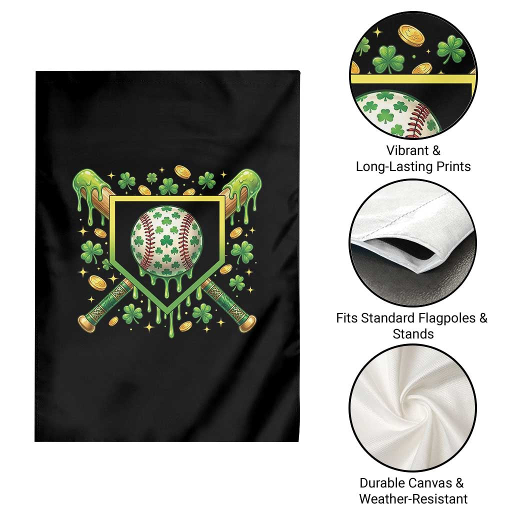 St Patricks Day Baseball Ice Cream Drip Home Plate Garden Flag