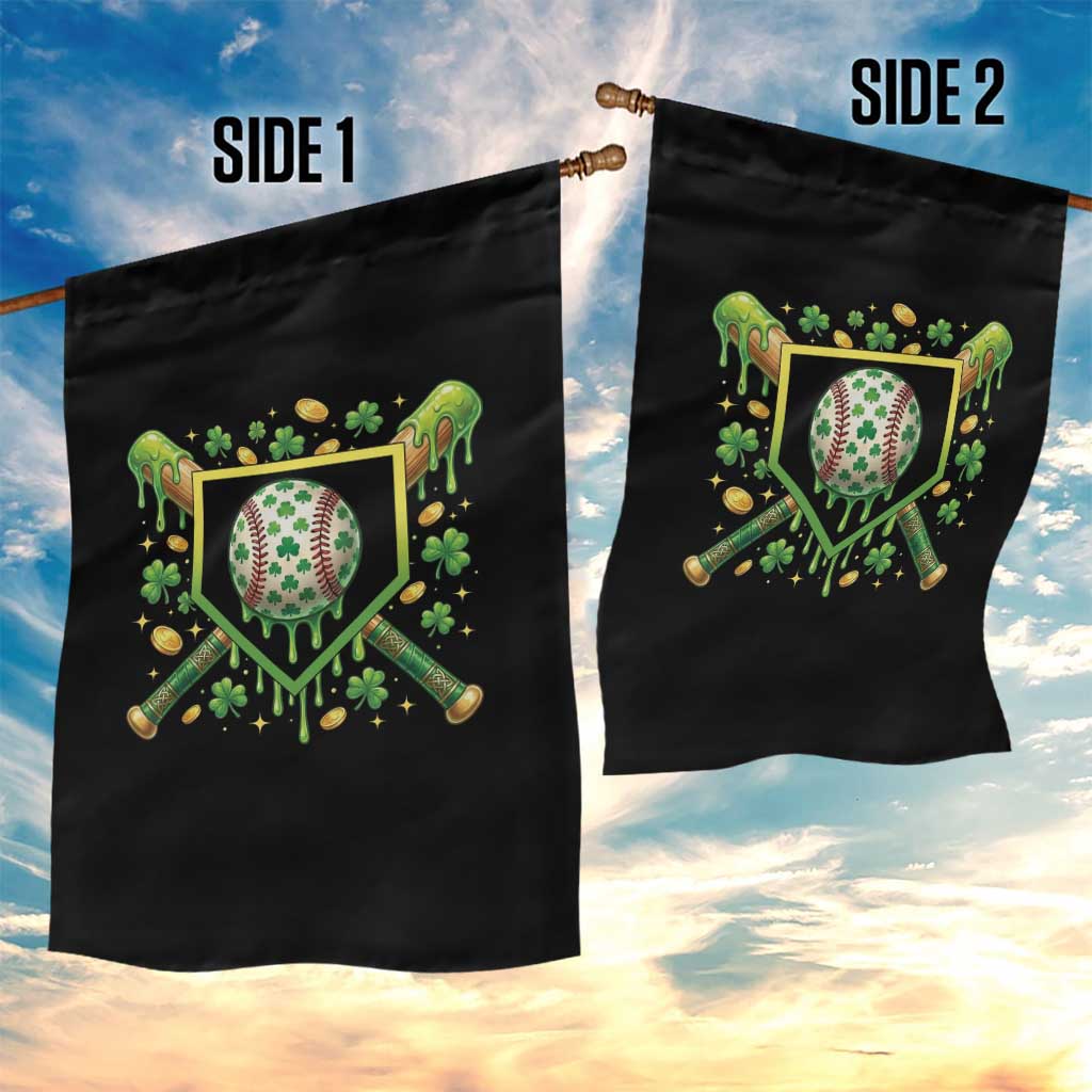St Patricks Day Baseball Ice Cream Drip Home Plate Garden Flag
