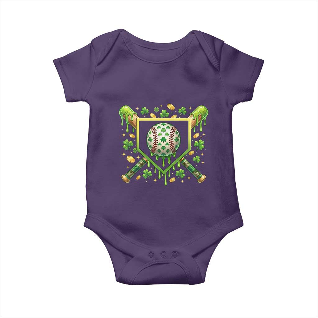 St Patricks Day Baseball Ice Cream Drip Home Plate Baby Onesie