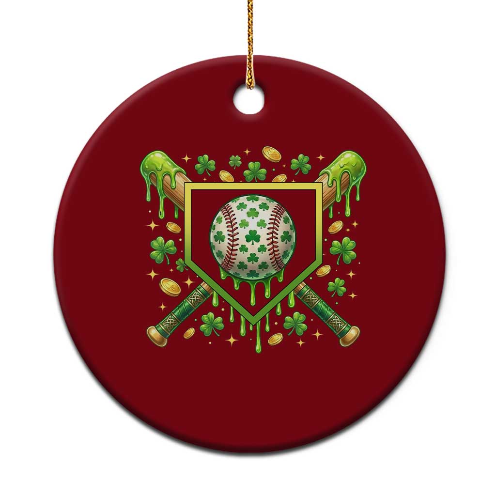 St Patricks Day Baseball Ice Cream Drip Home Plate Ceramic Ornament