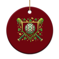 St Patricks Day Baseball Ice Cream Drip Home Plate Ceramic Ornament