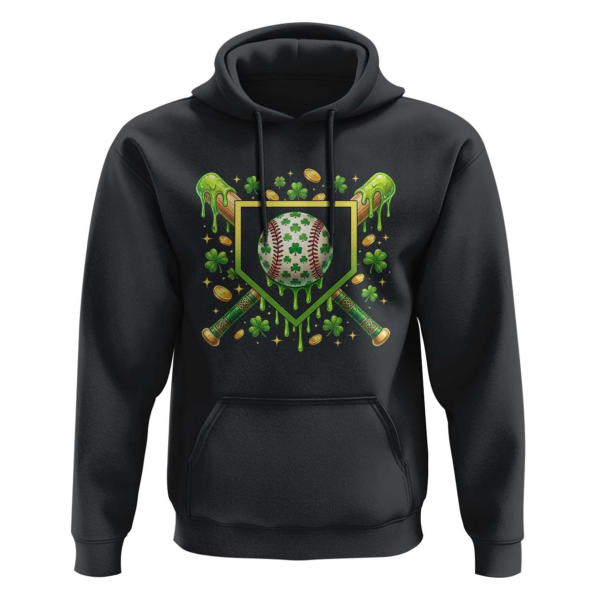 St Patricks Day Baseball Ice Cream Drip Home Plate Hoodie