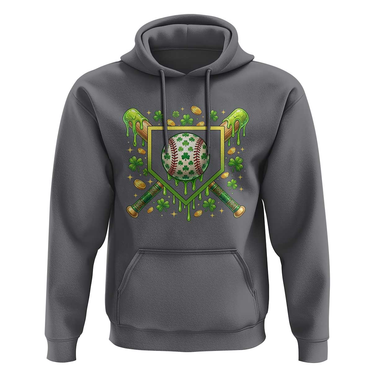 St Patricks Day Baseball Ice Cream Drip Home Plate Hoodie