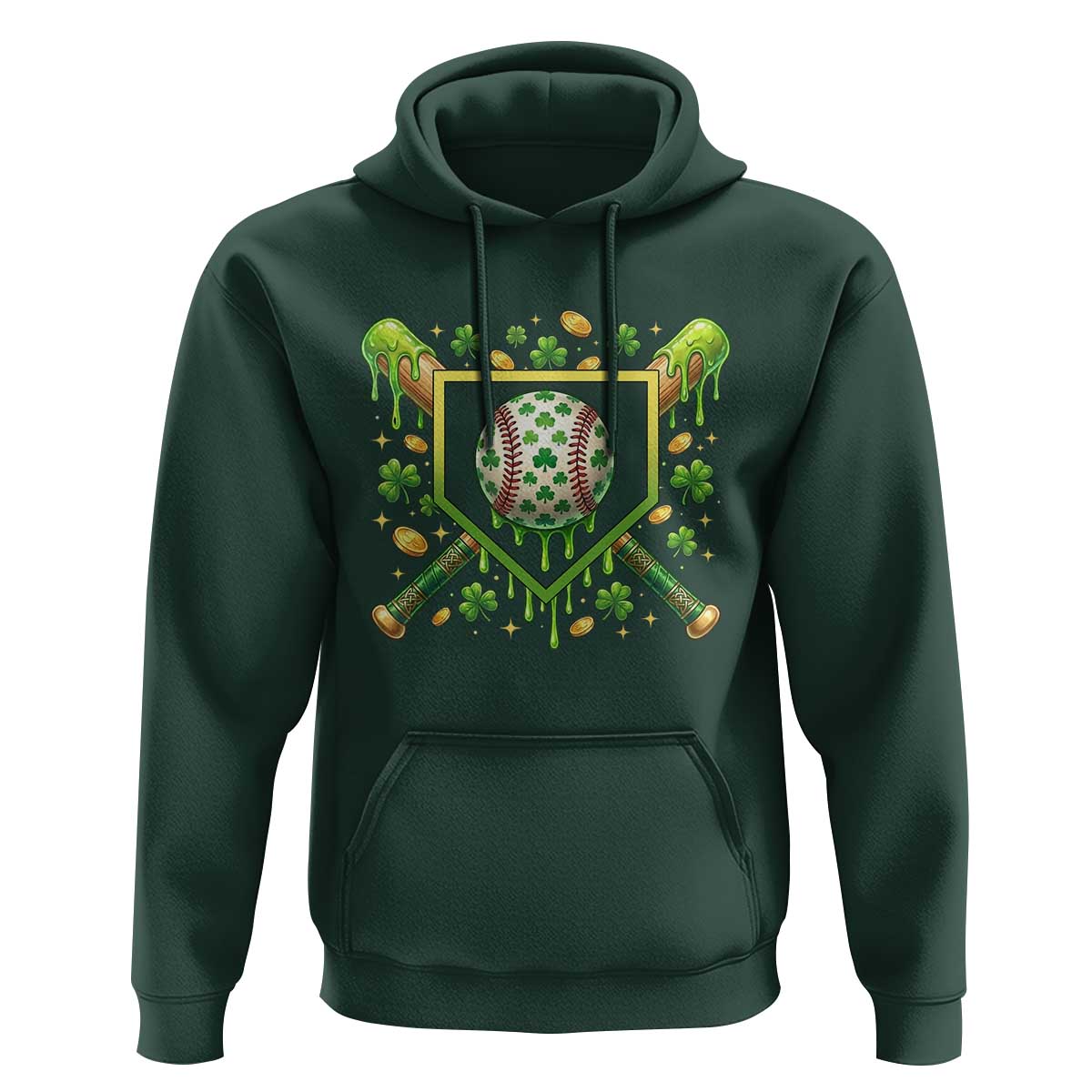 St Patricks Day Baseball Ice Cream Drip Home Plate Hoodie