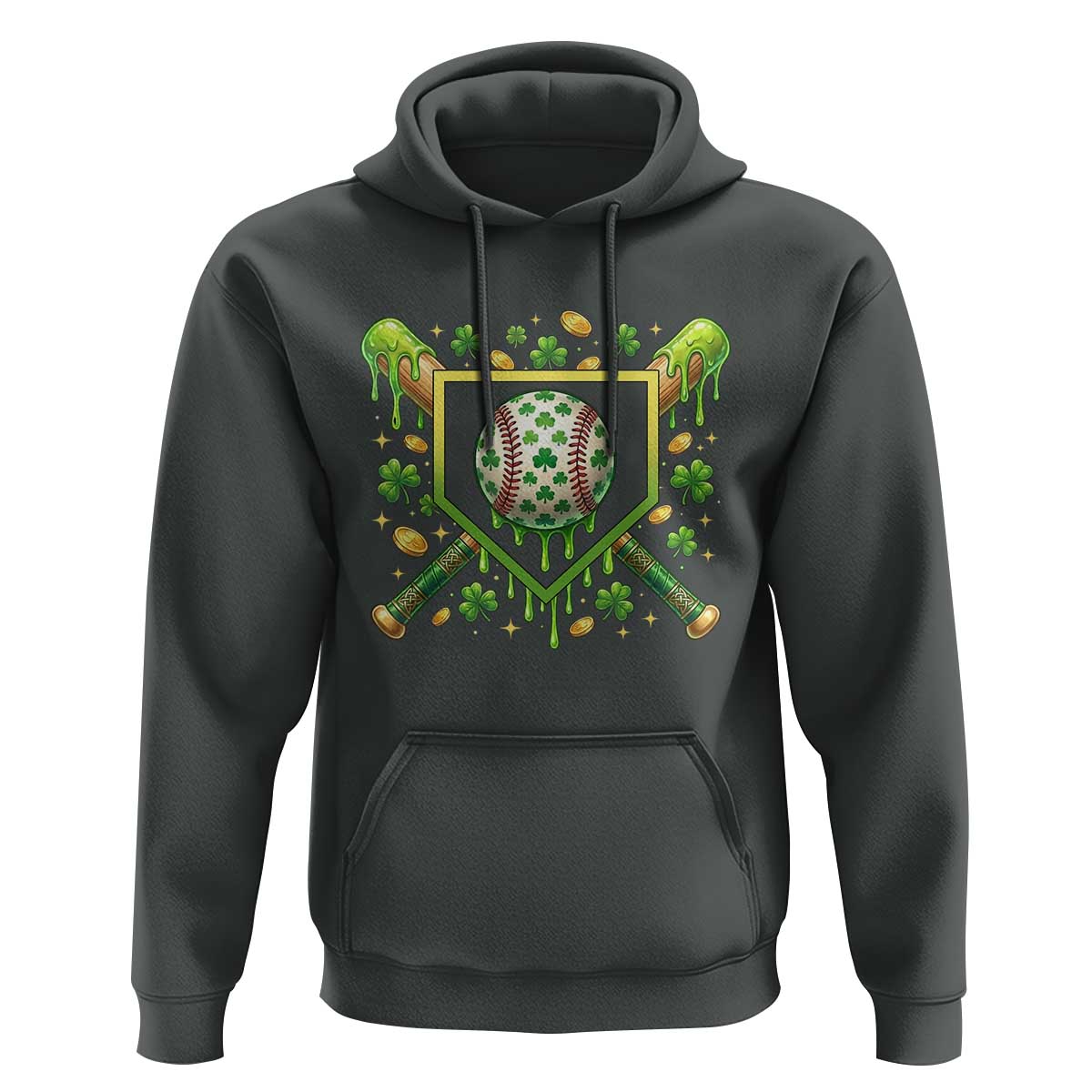 St Patricks Day Baseball Ice Cream Drip Home Plate Hoodie