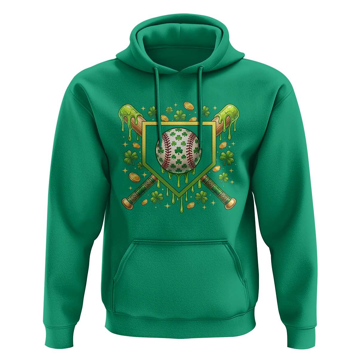 St Patricks Day Baseball Ice Cream Drip Home Plate Hoodie