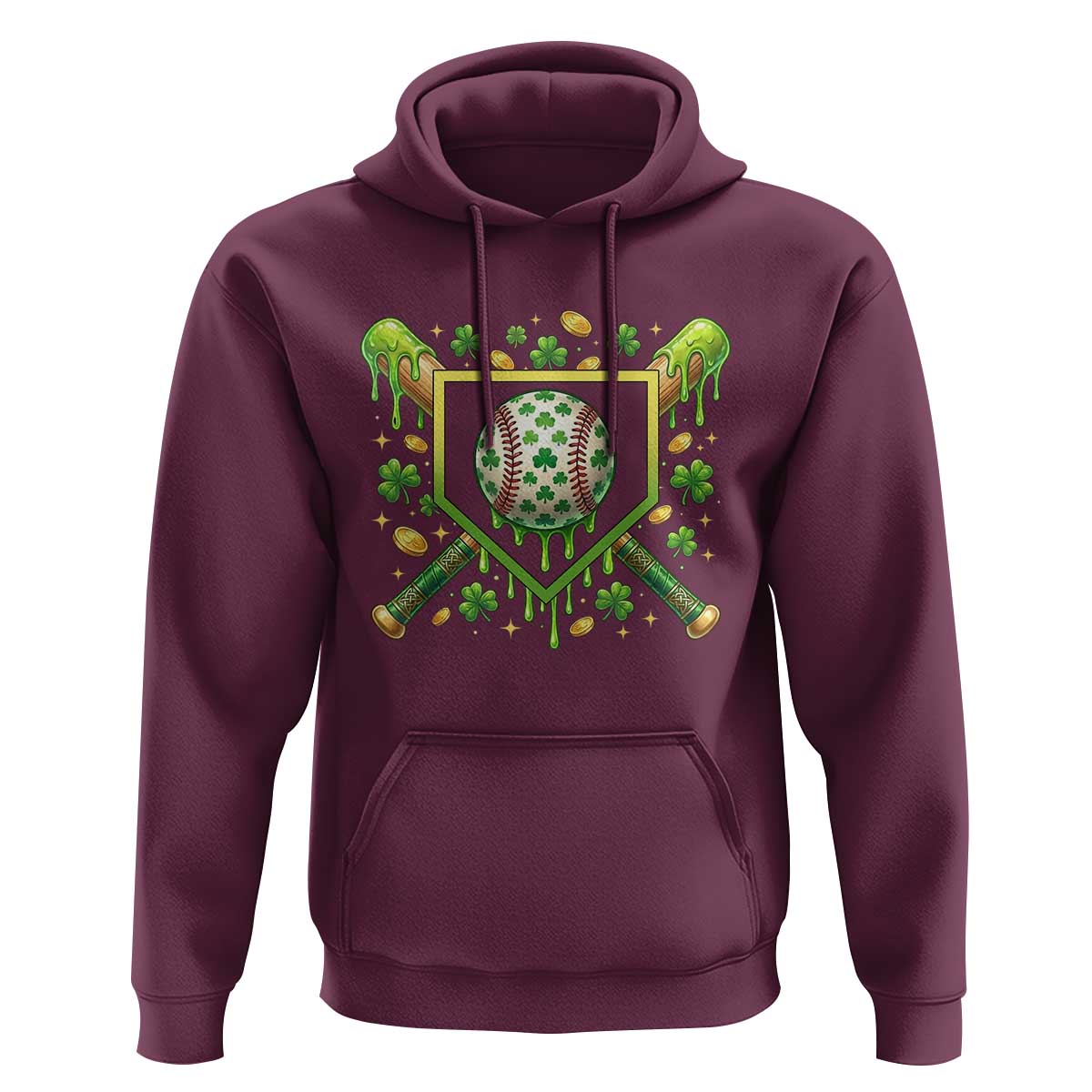 St Patricks Day Baseball Ice Cream Drip Home Plate Hoodie