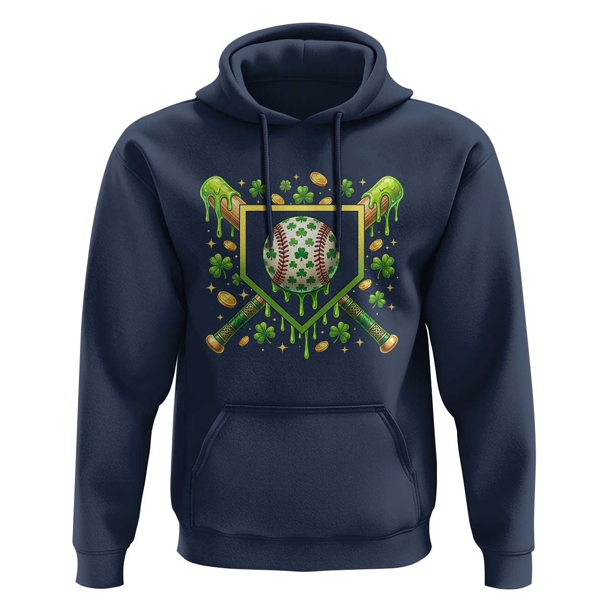 St Patricks Day Baseball Ice Cream Drip Home Plate Hoodie