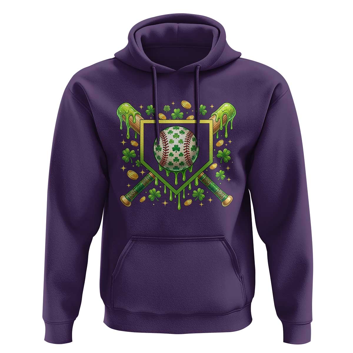 St Patricks Day Baseball Ice Cream Drip Home Plate Hoodie