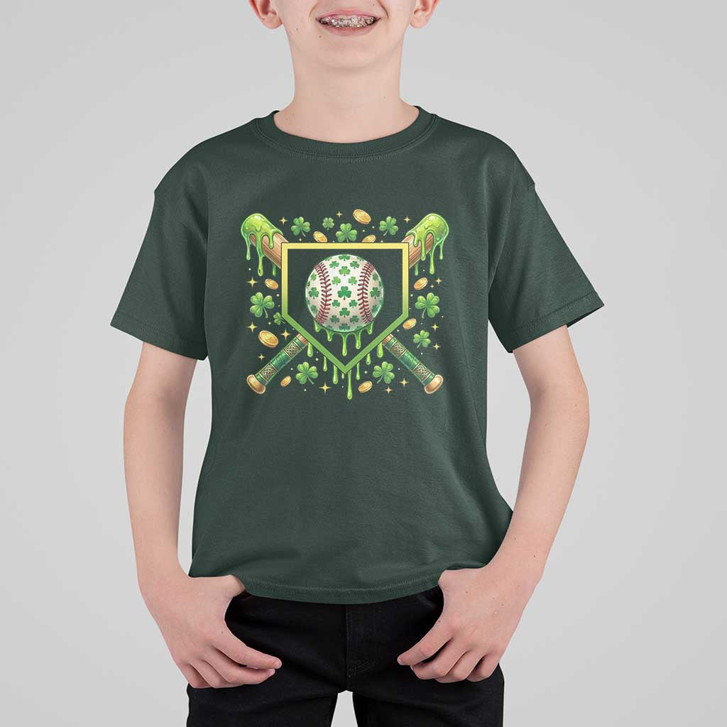 St Patricks Day Baseball Ice Cream Drip Home Plate T Shirt For Kid