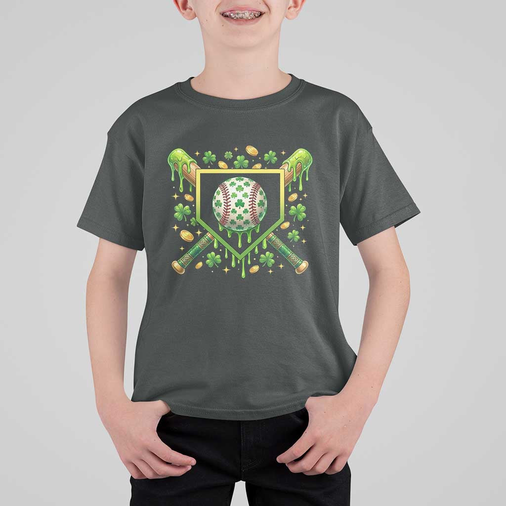 St Patricks Day Baseball Ice Cream Drip Home Plate T Shirt For Kid