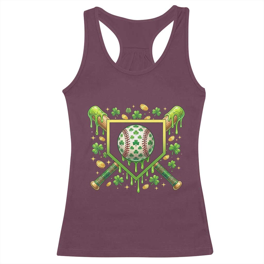 St Patricks Day Baseball Ice Cream Drip Home Plate Racerback Tank Top