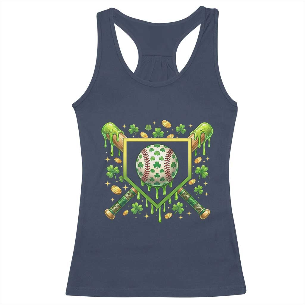 St Patricks Day Baseball Ice Cream Drip Home Plate Racerback Tank Top