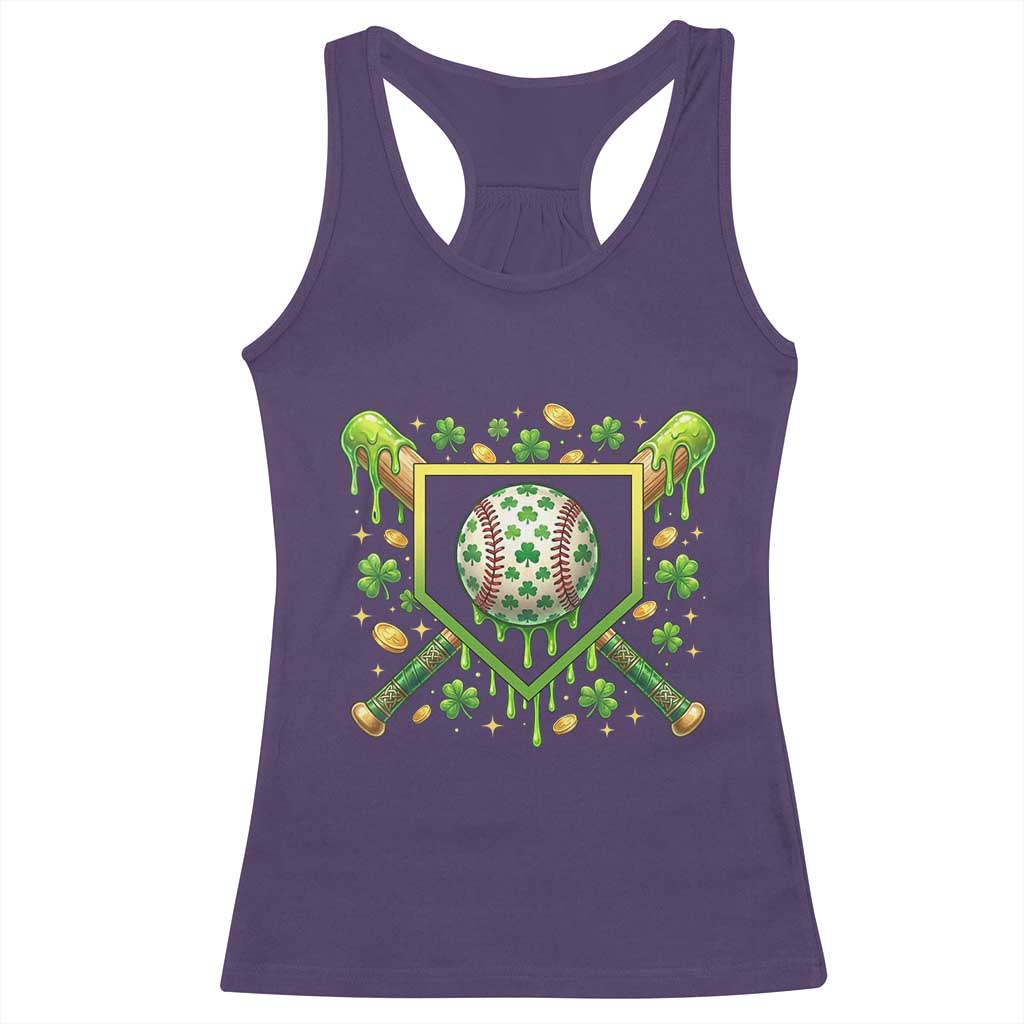 St Patricks Day Baseball Ice Cream Drip Home Plate Racerback Tank Top