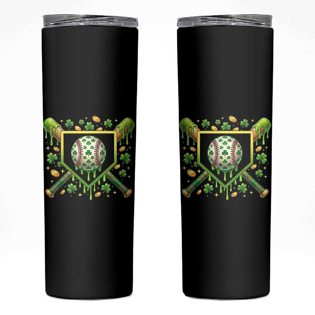 St Patricks Day Baseball Ice Cream Drip Home Plate Skinny Tumbler
