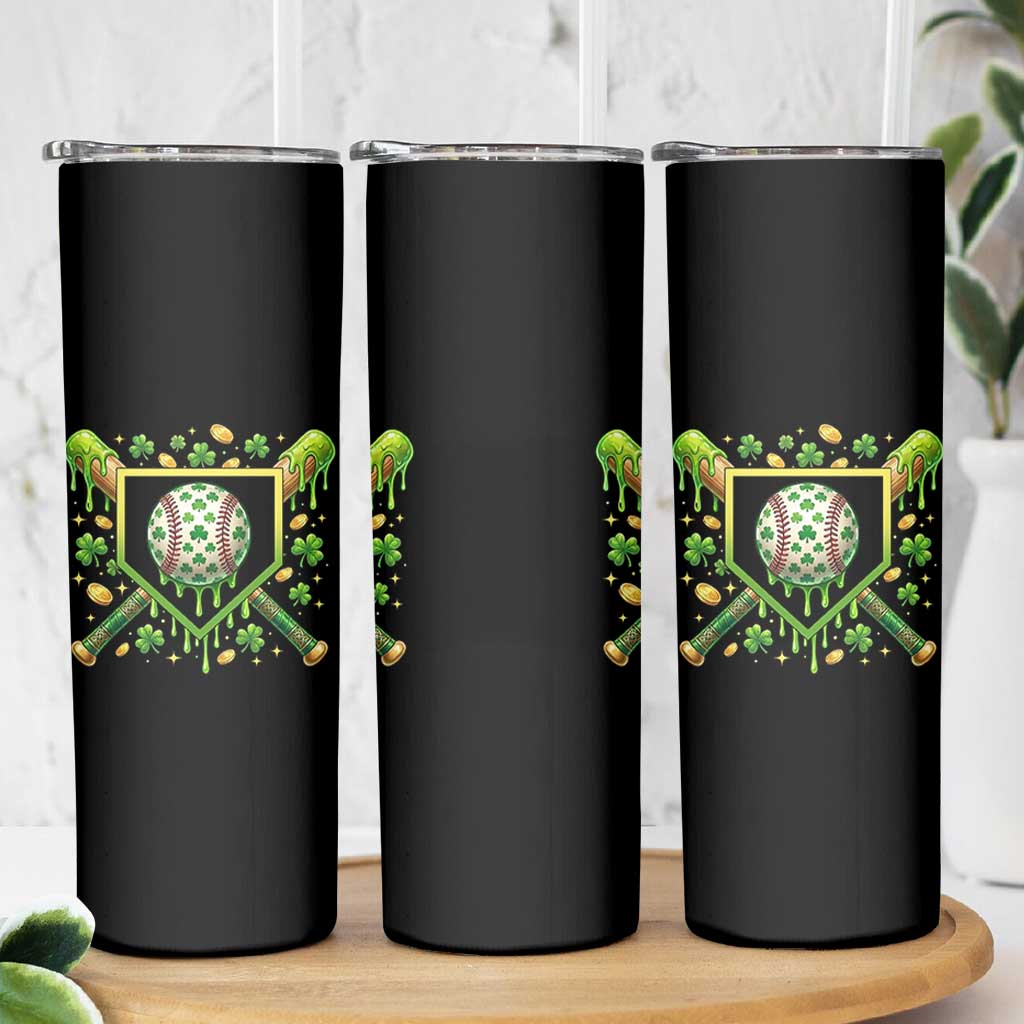 St Patricks Day Baseball Ice Cream Drip Home Plate Skinny Tumbler