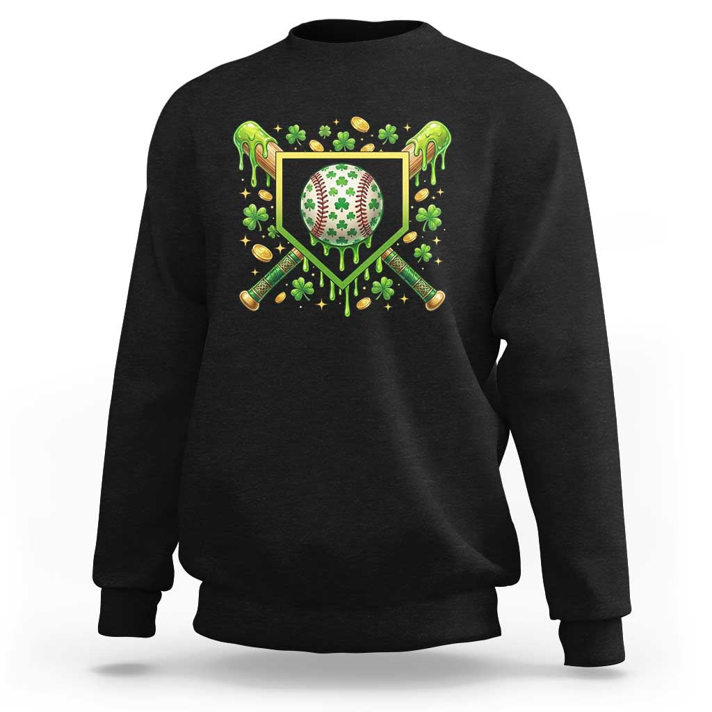 St Patricks Day Baseball Ice Cream Drip Home Plate Sweatshirt