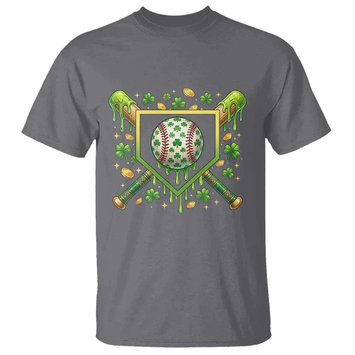 St Patricks Day Baseball Ice Cream Drip Home Plate T Shirt