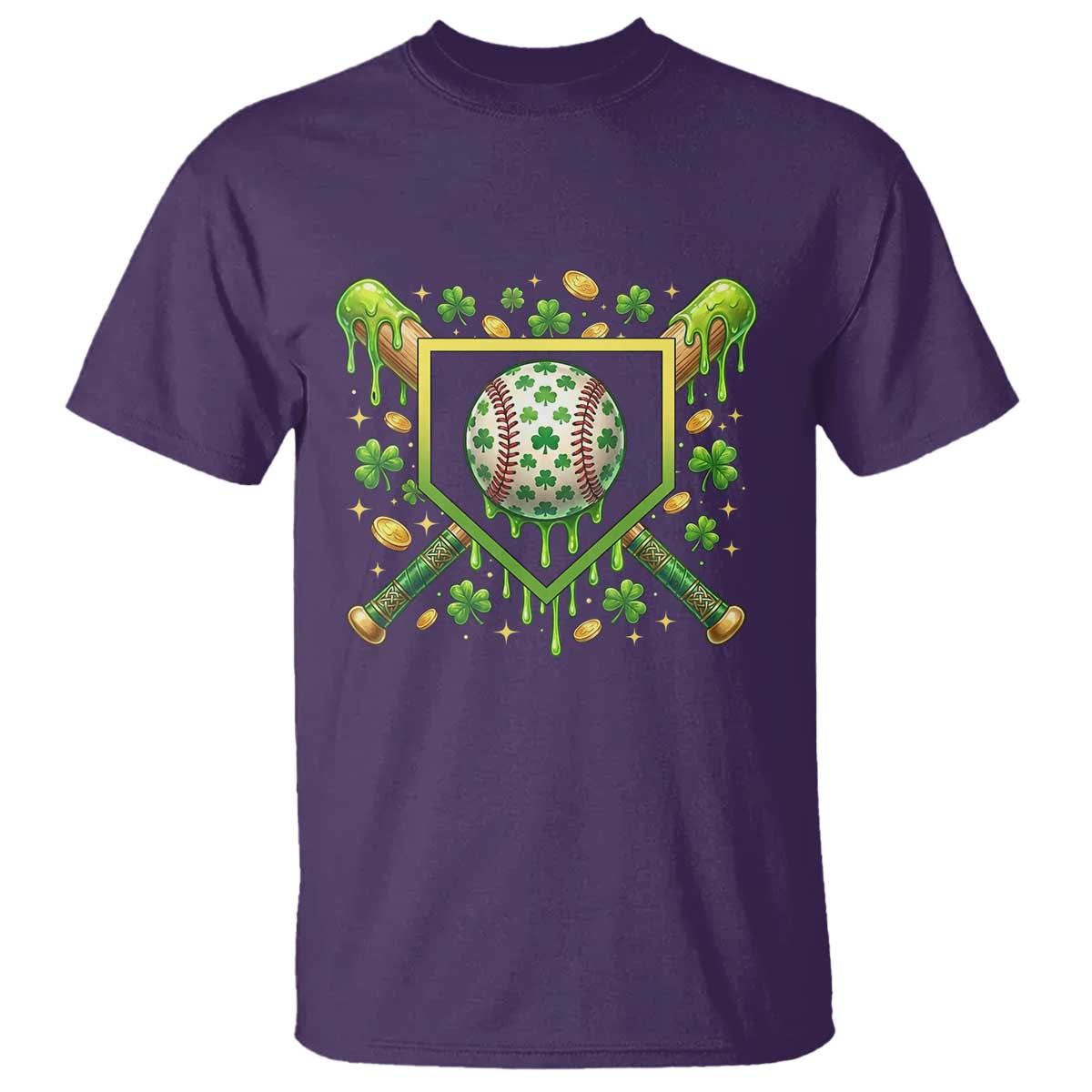 St Patricks Day Baseball Ice Cream Drip Home Plate T Shirt