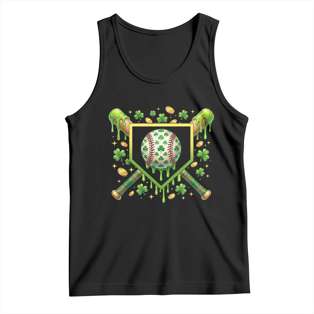 St Patricks Day Baseball Ice Cream Drip Home Plate Tank Top