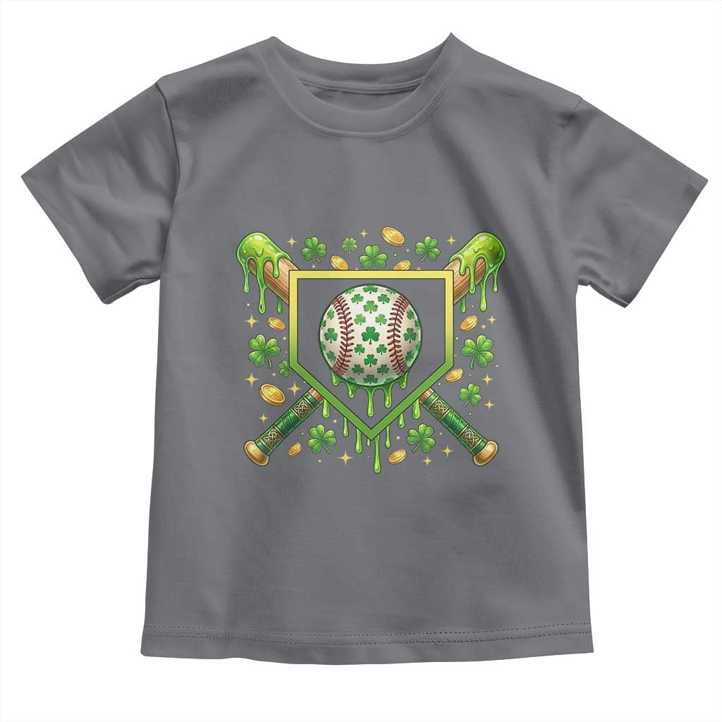 St Patricks Day Baseball Ice Cream Drip Home Plate Toddler T Shirt
