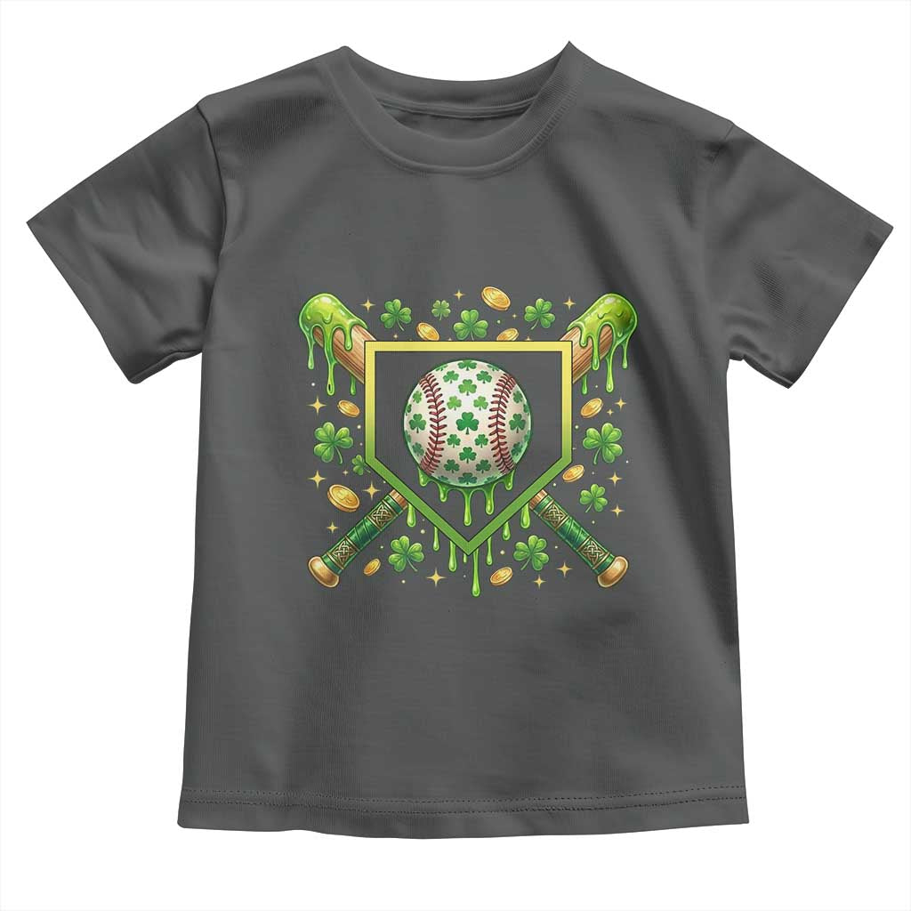St Patricks Day Baseball Ice Cream Drip Home Plate Toddler T Shirt