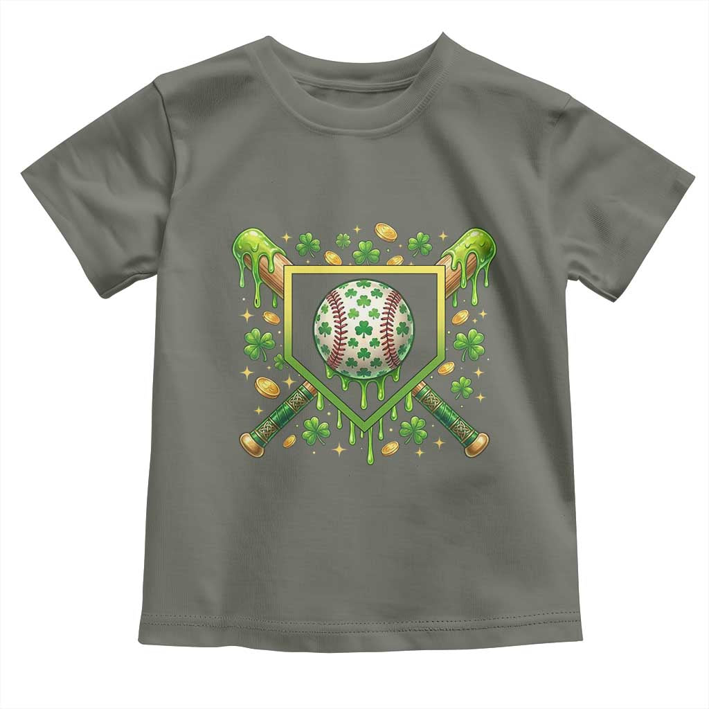St Patricks Day Baseball Ice Cream Drip Home Plate Toddler T Shirt