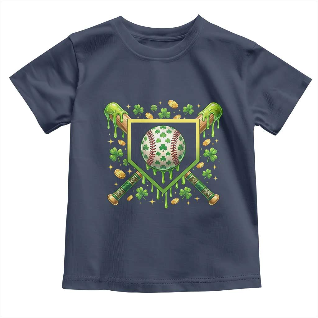 St Patricks Day Baseball Ice Cream Drip Home Plate Toddler T Shirt