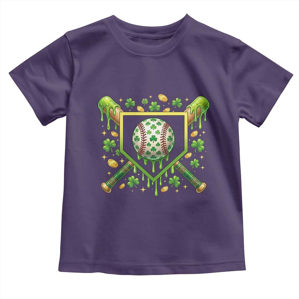 St Patricks Day Baseball Ice Cream Drip Home Plate Toddler T Shirt