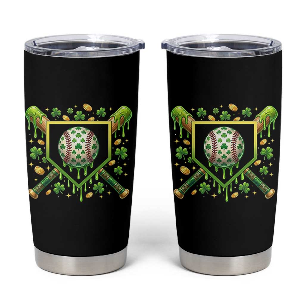 St Patricks Day Baseball Ice Cream Drip Home Plate Tumbler Cup