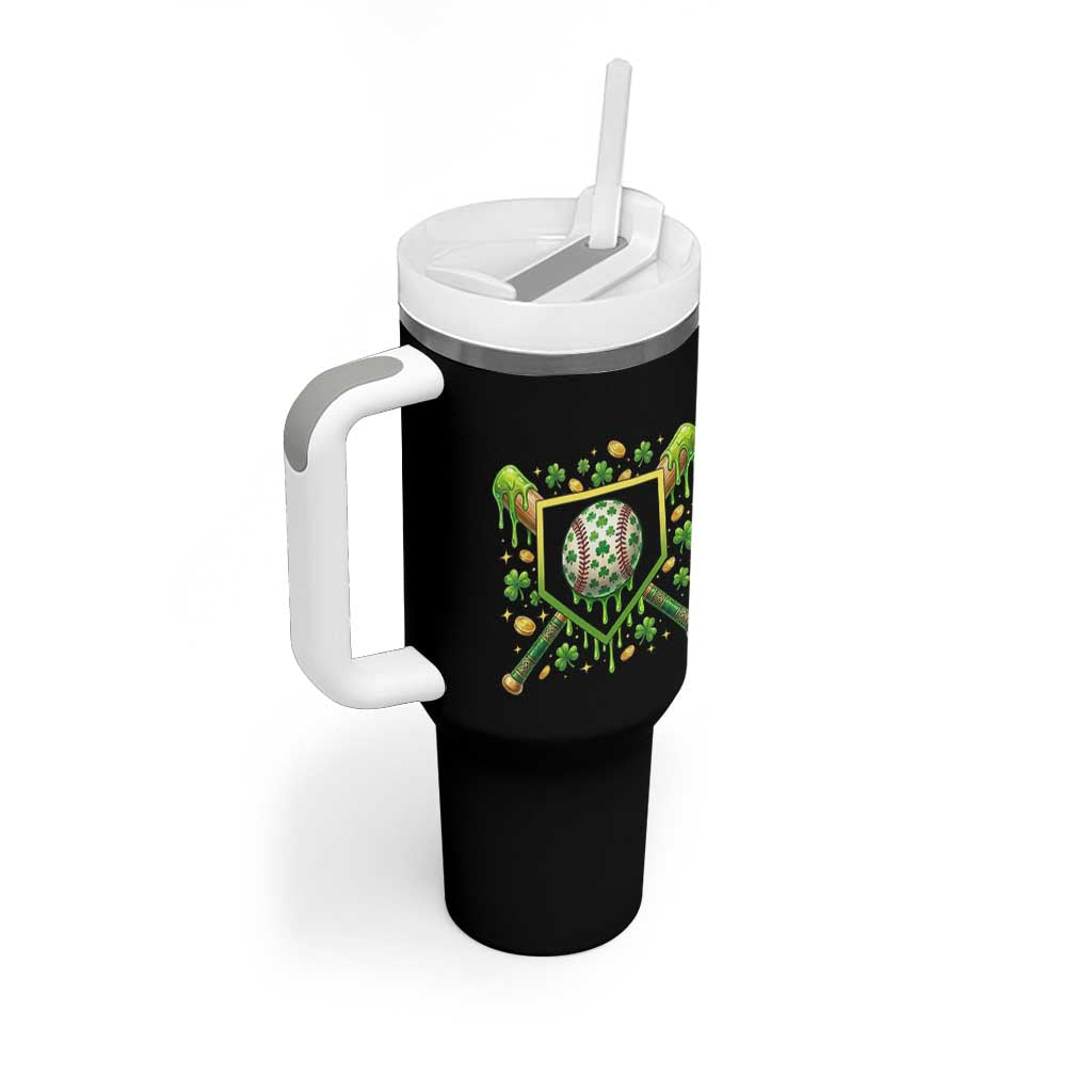 St Patricks Day Baseball Ice Cream Drip Home Plate Tumbler With Handle