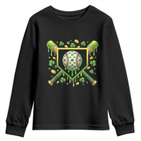 St Patricks Day Baseball Ice Cream Drip Home Plate Youth Sweatshirt