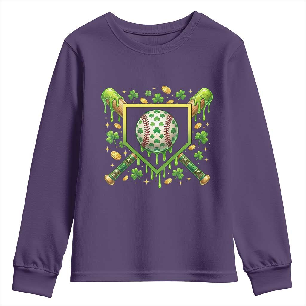 St Patricks Day Baseball Ice Cream Drip Home Plate Youth Sweatshirt