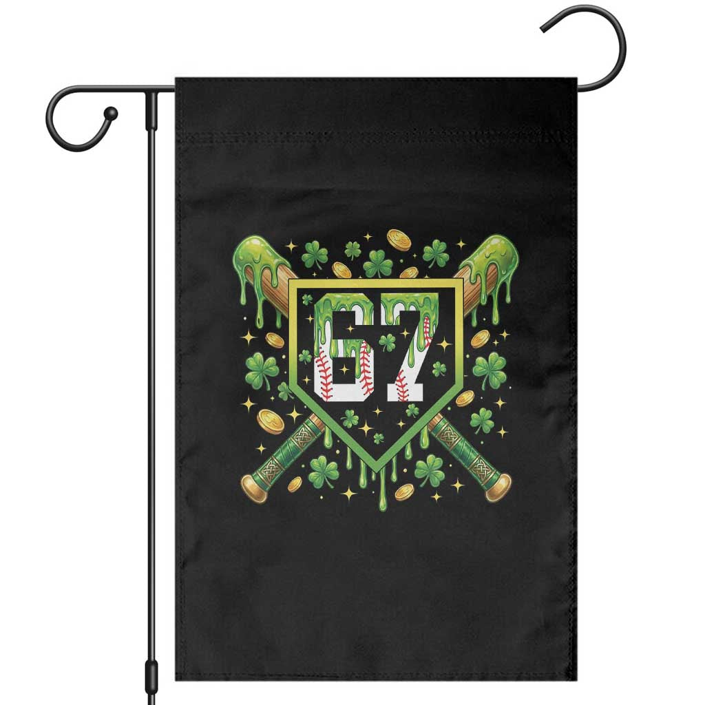 Funny St Patricks Day 67 Six Seven Baseball Ice Cream Drip Garden Flag