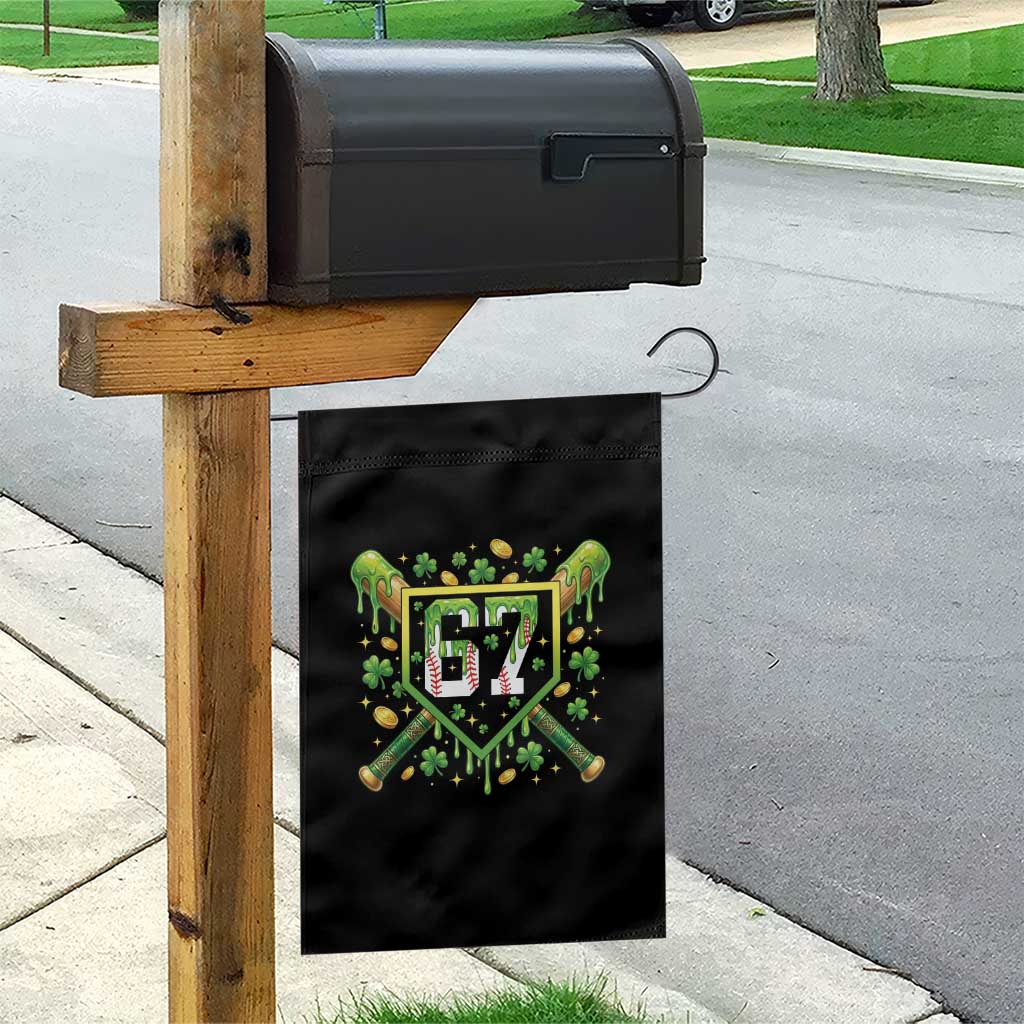 Funny St Patricks Day 67 Six Seven Baseball Ice Cream Drip Garden Flag