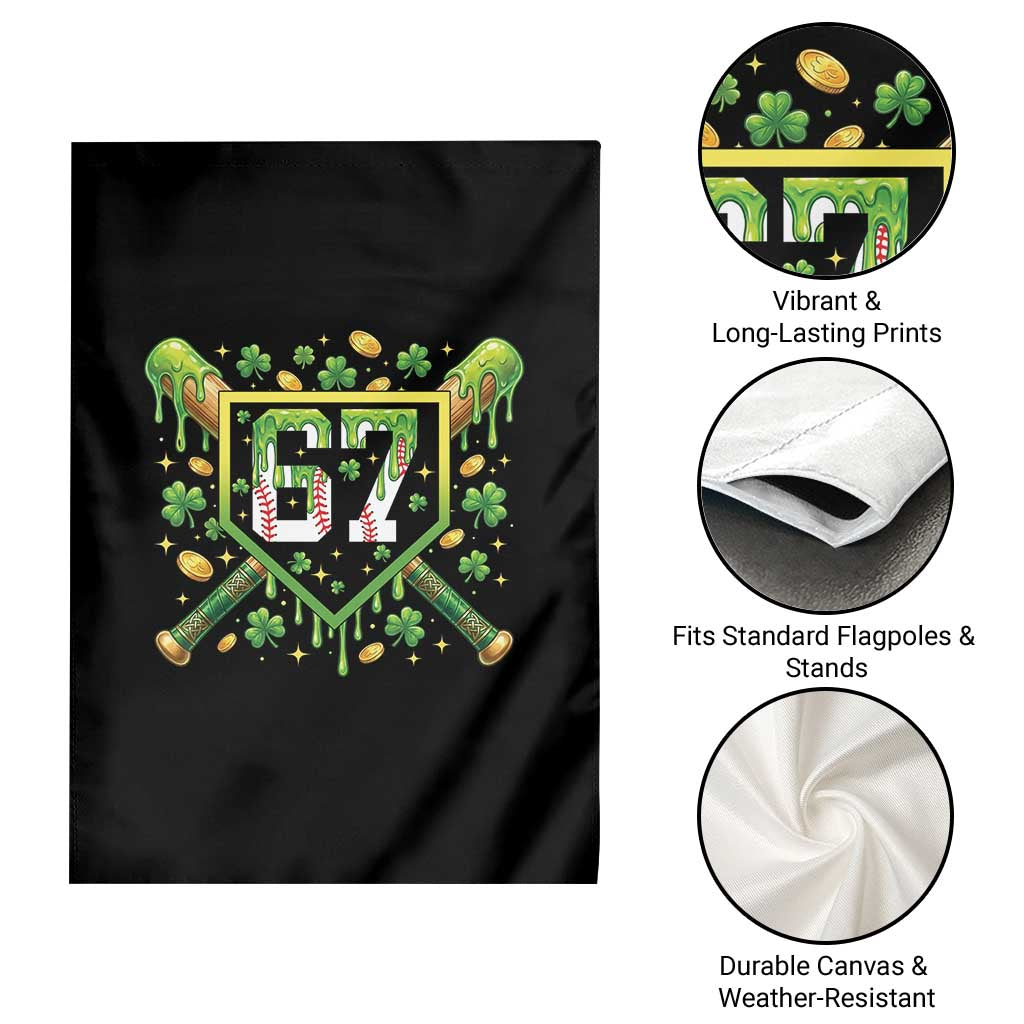 Funny St Patricks Day 67 Six Seven Baseball Ice Cream Drip Garden Flag