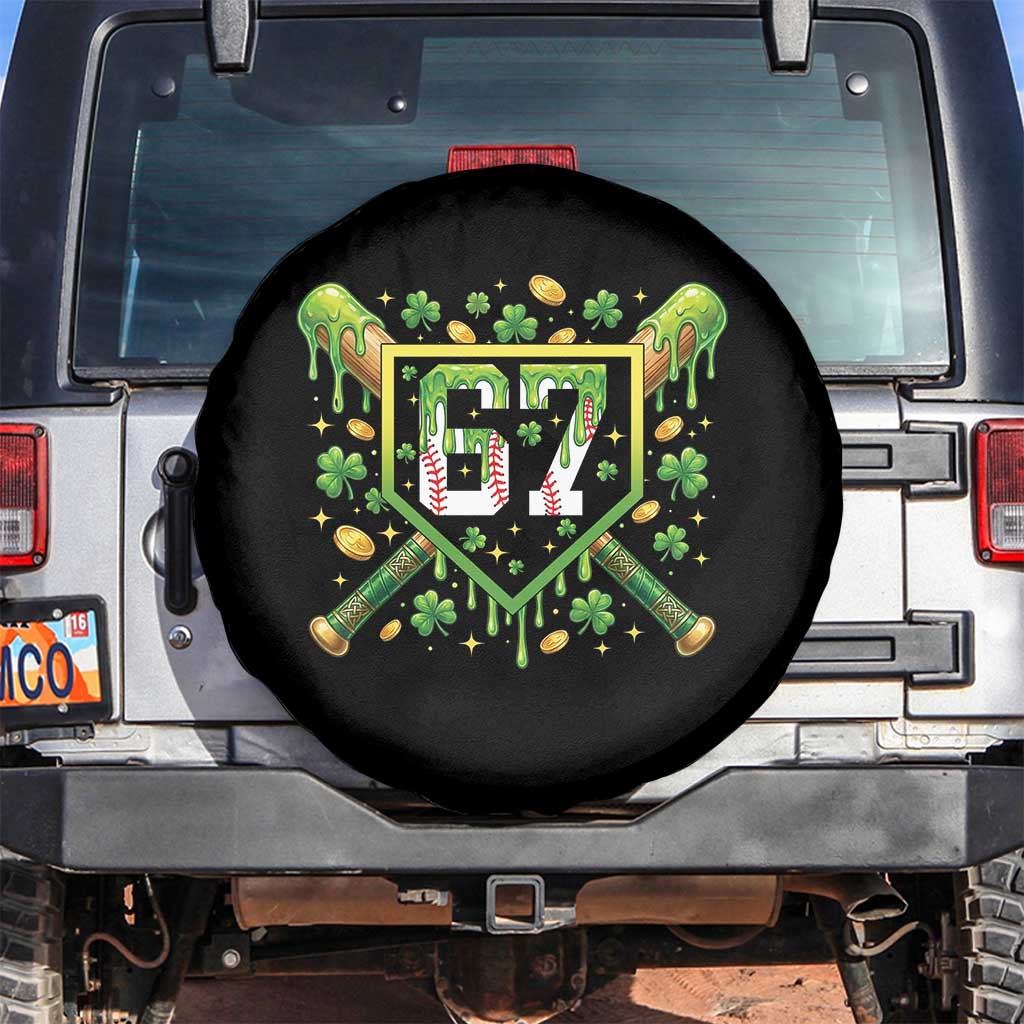Funny St Patricks Day 67 Six Seven Baseball Ice Cream Drip Spare Tire Cover