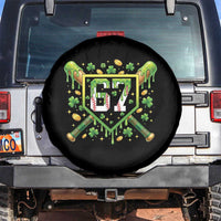 Funny St Patricks Day 67 Six Seven Baseball Ice Cream Drip Spare Tire Cover